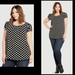 TORRID Tulip Sleeve Polka Dot Crepe Keyhole-back Top SZ 3X